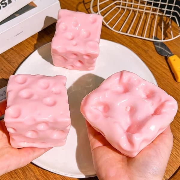 Kæmpe blød ost, ekstra blød ost, glad klembar ostetrykkugle, blød langsom-studs terning sensorisk stresslindring, afslapning... PINK