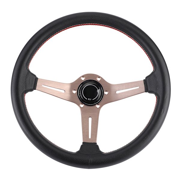 250mm/14in NARDI Style 6-Bolt Halv Skål Sort Perforeret Læder Racer Rat med Horn Modificerede Dele