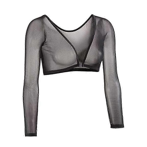 Transparent, sömlös, armformande, kort topp, plus size Kompatibel med kvinnor - Vändbar blus, svart black S