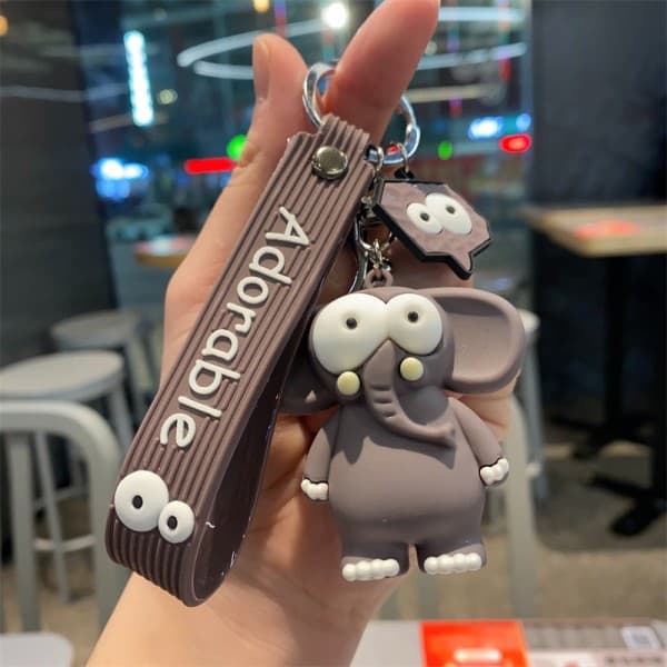 Sød skør nøglering elefant giraf løve nøglering dyr nøglering holder clips gave til kvinder piger