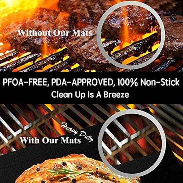 6-pak Grillmåtter, Ovn-måtter, Bagemåtter Non-Stick 40x33 Sort 6-pak