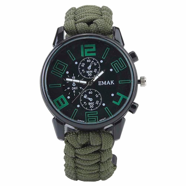 6-i-1 Multifunktionell Vattentät Outdoor Camping Överlevnadsklocka Räddnings Paracord Armband