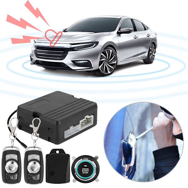 En-knaps motorstart Bilvibrationsalarmsystem Tænding Push & Fjernbetjening 12 V (Nummer 2)
