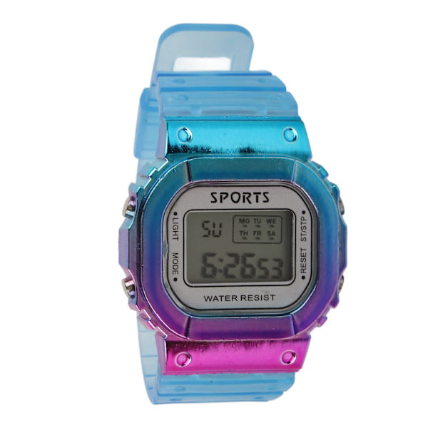 Gradient Farve Elektronisk Ur Stor Skive Vandafvisende Lang Standby Tid Lilla Blå Casual Sports Armbåndsur til Studerende