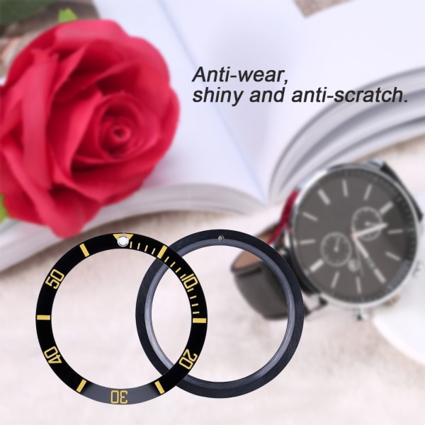 Ny Keramisk Klocka Armbandsur Bezel Insats Loop Ersättningsdelar (Guld)