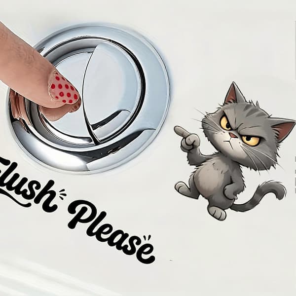 Flush Please Toilettank Mærkat – Vandtæt og olieafvisende – til børneværelse og hjem A