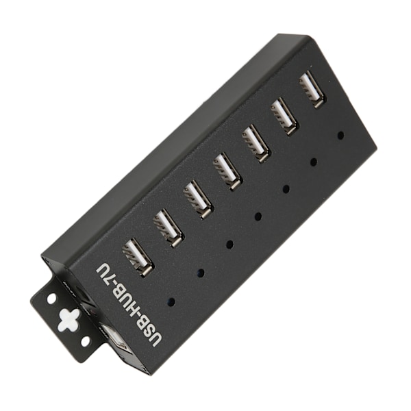 7-ports USB-hub, industriell kvalitet, USB 2.0, flere beskyttelsesfunksjoner, USB 2.0 multigrensesnitt-hub, 100‑240V EU-plugg