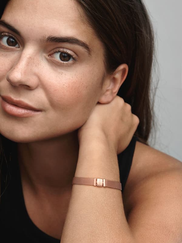 Pandora P Reflexions™ Mesh-rannekoru 14k ruusukullattu 6.3in/16cm
