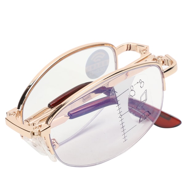 TIMH Multifocal Progressive Presbyopic Briller Blått lysblokkerende lesebriller for menn kvinner (+250 gullramme)