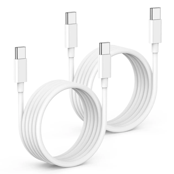 2-pak iPhone 15 / iPhone 16 Oplader - USB-C til USB-C Kabel - 2M - Oplad & Synkroniser - Hvid white