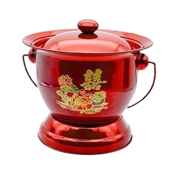 Bärbar potta, robust spottkopp med lock Kompatibel med sovrum, kvinna, man, silver Red