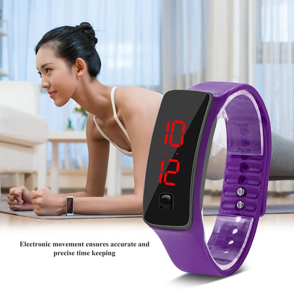 LED-klocka Sport Silikonrem Digital 12-timmars urtavla Elektronisk display Armbandsur