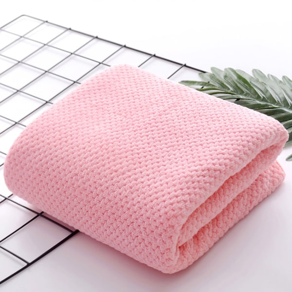 Coral Velvet Badehåndklæde Vand Absorption Bade Kropshåndklæde Pure Color til Badeværelse Hotel Pink /