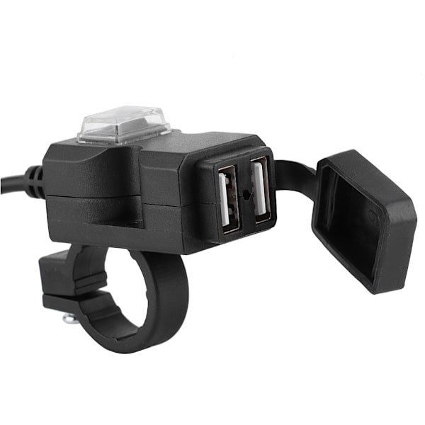 12V Kaksois-USB-portti Moottoripyörälaturi Vedenpitävä Ohjaustangon Laturi 5V 1A / 2.1A Adapteri Puhelimen Virtapistoke 12-24V