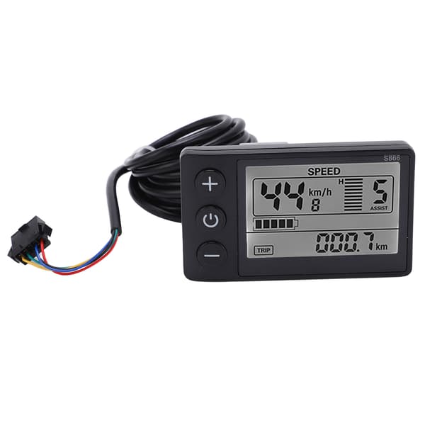 S866 Elsykkel LCD-skjermmåler 24V 36V 48V Scooter Kontrollpanel SM-kontakt