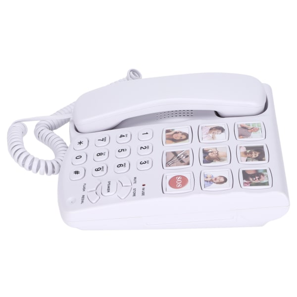 TIMH LD-858HF Telefon med stor knapp förstärkt fotominne Fast telefon med sladd för äldre äldre