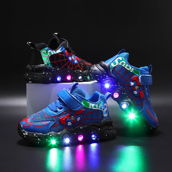 【BEMS】oys skor Mode Spiderman Mode Glödande promenadskor blå blue 30#