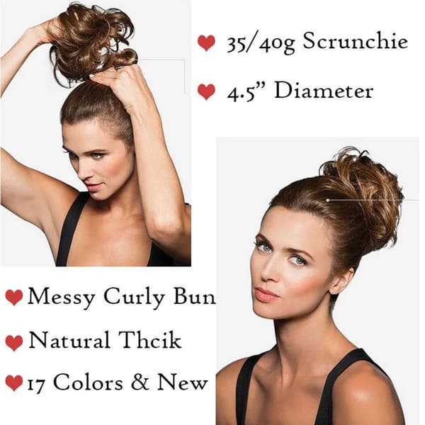 Hårforlengelser Hårdel Scrunchie Opprullet Frisyre Rufsete Hårbånd Bølget VOLUMINØS Hårforlengelse Askeblond[BEMS]