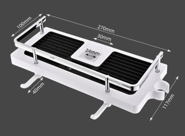 Brusehylde 2-i-1 Stang Organizer, Multifunktionel Holder Uden Bor, Justerbart Beslag