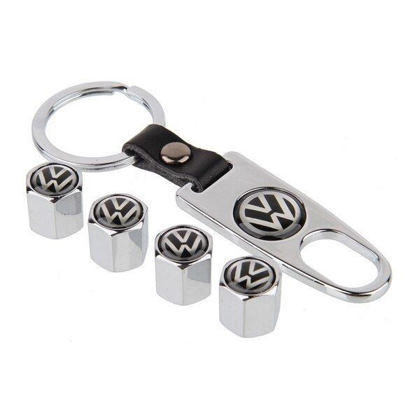 【BEMS】VW logo valve caps with keychain Silver Silver one size