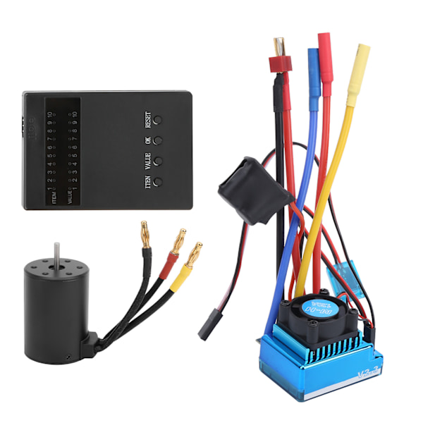 120A Børsteløs ESC + 3650 2300KV Børsteløs Motor + Programmeringskort for 1:10 RC Bilmodell