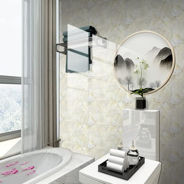 【BEMS】30x15cm (Beige, 16 stk) - Rektangulære dekorative selvklebende fliser