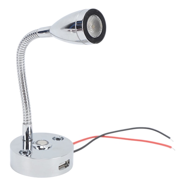 Læselampe til autocamper LED Krom Sengelampe indendørs Båd Yacht USB 3 Justerbar lysfarve Touch Lampe DC12 til 24V