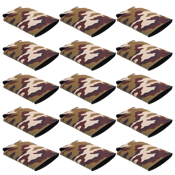 15 st Neoprene Ölhylsor Ölburkskydd Dryckflaska Tennkylare Hylsor Hållare Kamouflage Gräsgrön