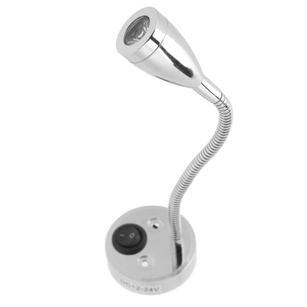 RV LED sengelampe 360 graders svingbar fleksibel svanehalslampe for DC 12V til 24V Båtcamper lastebilbiler Forkrommet