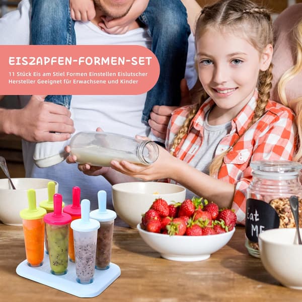 Sæt med 12 ispindeforme med plastikpinde, BPA-fri, små og store ispindeforme