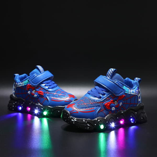 【BEMS】oys skor Mode Spiderman Mode Glödande promenadskor blå blue 30#