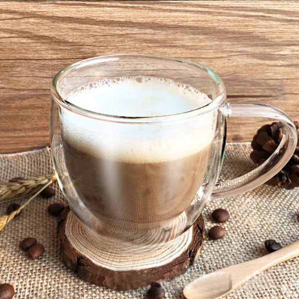 Dubbelväggig Isolerad Transparent Kaffekopp med Lock - Tjockare Design