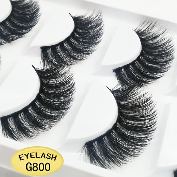 【BEMS】5-pack lösögonfransar - 3D faux mink - G800 Svart black
