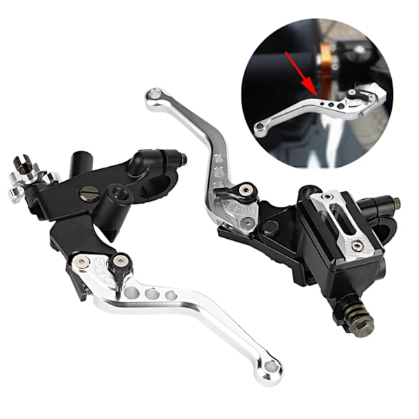 1 Par 7/8\"(22mm) Universal Motorcykelbroms Koppling Huvudcylinder Reservoar Spakar Silver