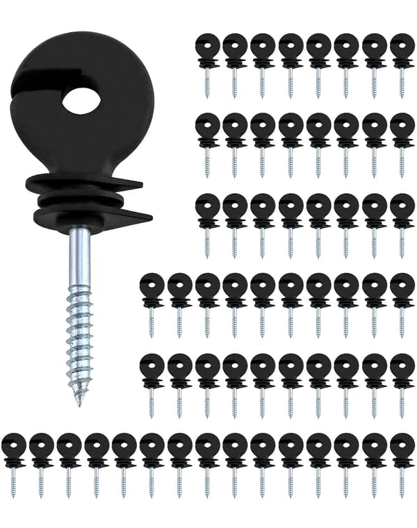 60 stk. ringisolatorer, elektrisk hegnisolator, til reb, tråde og snore.