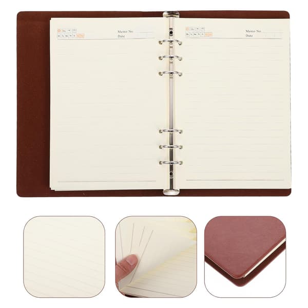 A5 Business Planner Notebook Set, lösbladsblock i PU-läder