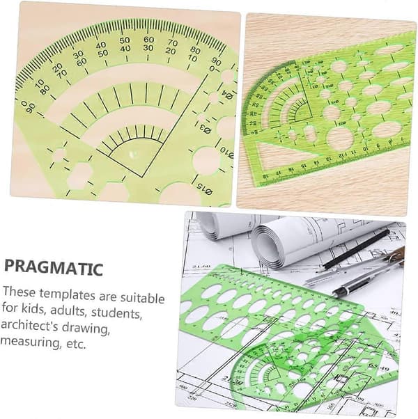 【BEMS】11-delad geometrisk ritmallssats, transparent plastlinjal
