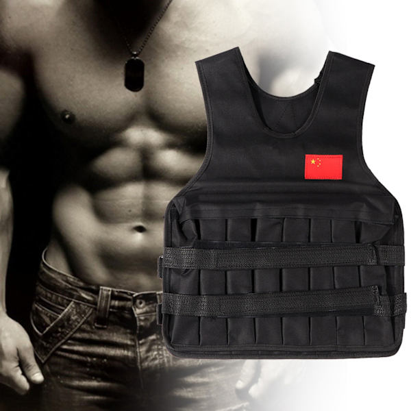 Justerbar Vektet Vest for Sports Trening - 20KG Last (Svart)