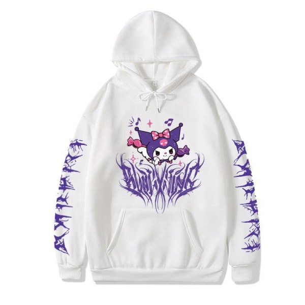 Cute Kuromi Cartoon Anime Hoodies Sweatshirt Women Kawaii Pullover Hooded Tops Cosplay Costume For Fan S White