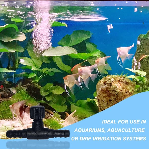 20 stycken akvarieluftkontrollventiler, akvarieluftventiler i plast, akvarieluftventil, luftpumpanslutningar för 4 mm ID luftslang (svart)