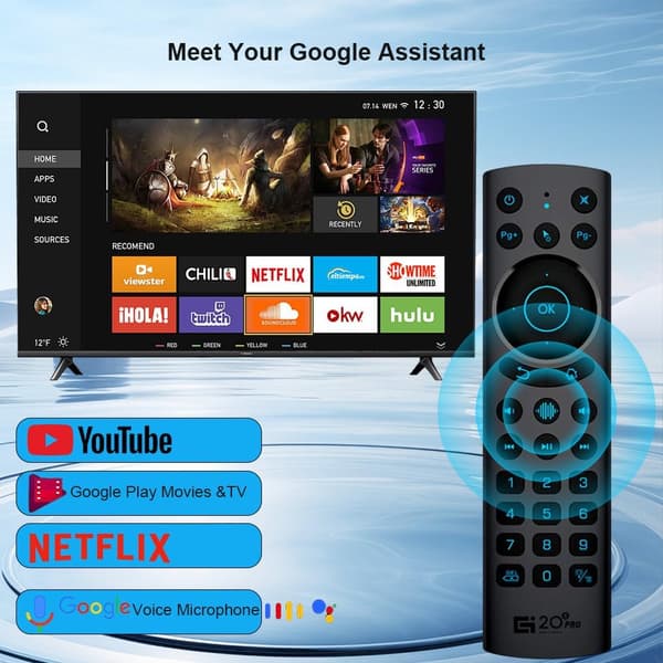 Universal Bluetooth Air Mouse Fjärrkontroll, Förbättrad för Android TV Box, Smart TV, Mini PC (G20S Pro) - 2.4G USB 5.0 IR Belyst