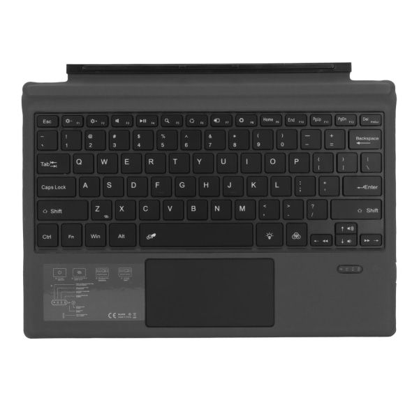 For Surface Pro Type Cover Keyboard Bærbart 7 Farger Bakgrunnsbelysning USB C Oppladbart Svart Trådløst BT-tastatur med Touchpad ++