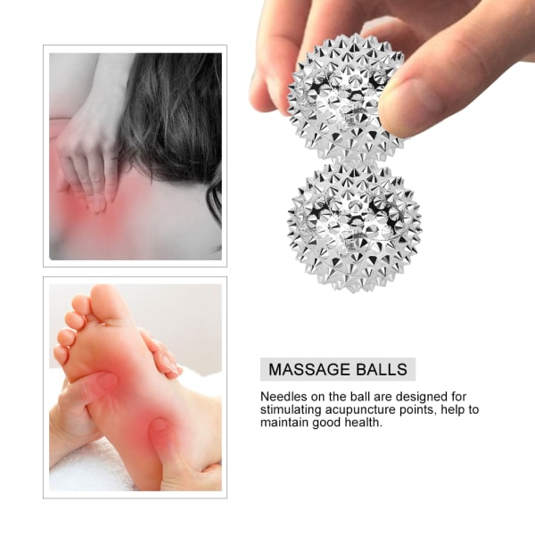 1 par magnetisk massageboll Handmassage Akupressurterapiboll Silver++/