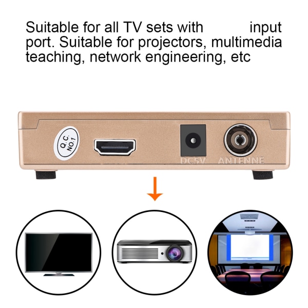 RF-HDMI All Standard Converter Analog TV vastaanotin Adapteri Kaukosäädin 100-240V (USS)++