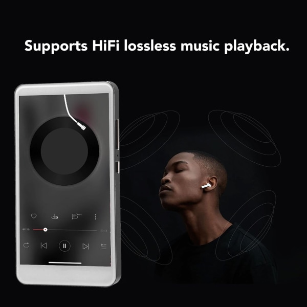 Bluetooth MP4-spelare 5-tums HD-pekskärm HiFi-brusreducering Bärbar WiFi-musikspelare med kamera för Android Svart