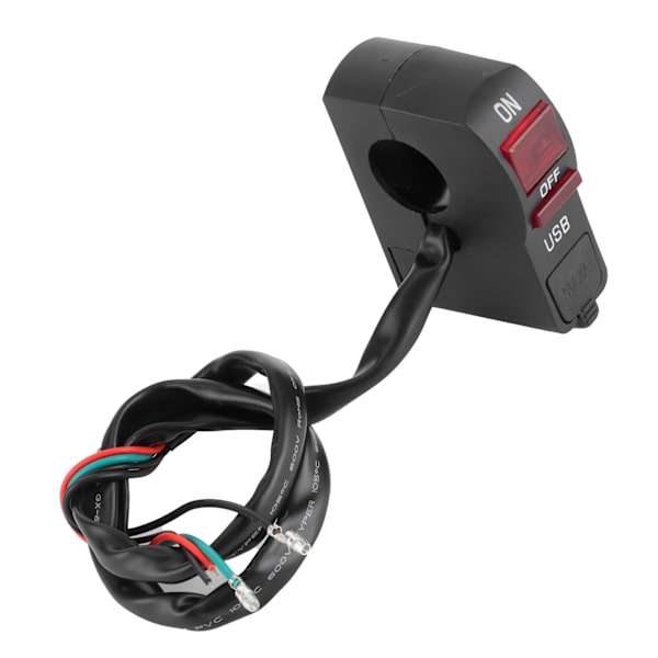 5V 2A motorcykel forlygte sluk-knap med USB-oplader til 0,9 tommer styr vandtæt