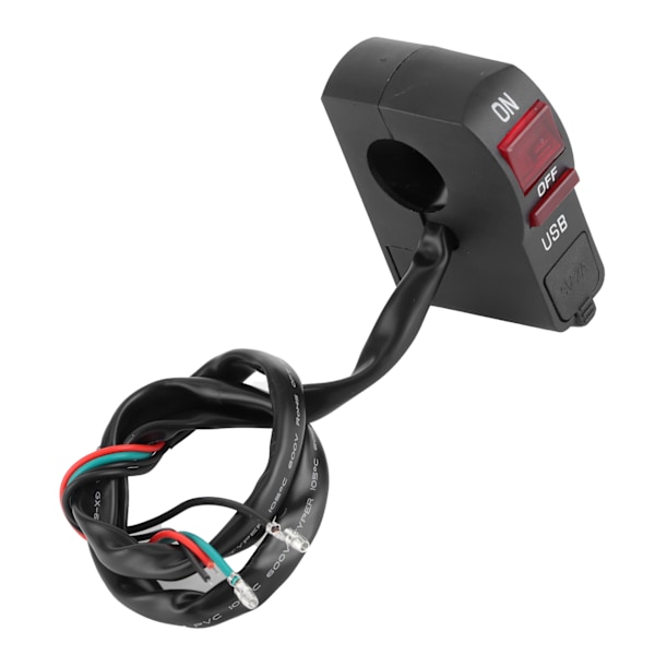5V 2A motorsykkellys av/på-knapp med USB-lader for 0,9 tommers styre, vanntett