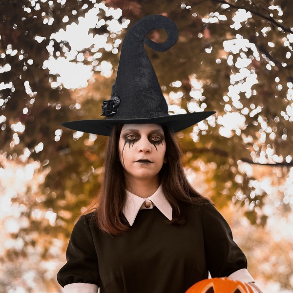 TIMH Halloween Witch Hat Svart Kvinner Flanell Witch Hat Kostyme Fest Cosplay tilbehør