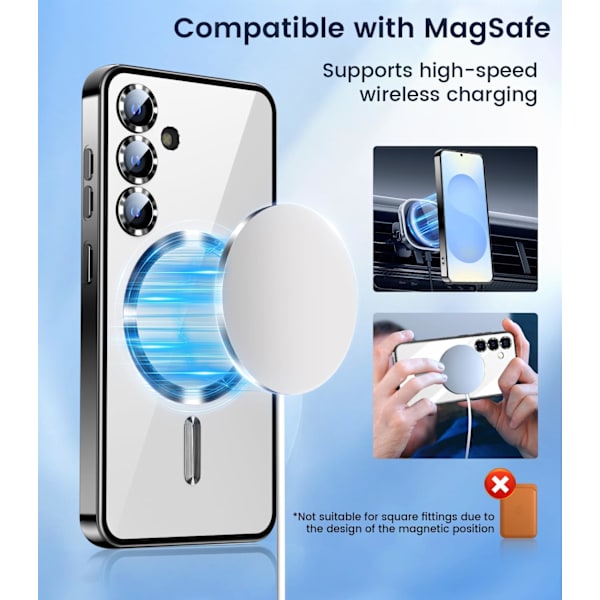 【BEMS】Samsung S25 Case – Metallic Case with Magnetic Compatibility, Slim Design - Silver silver