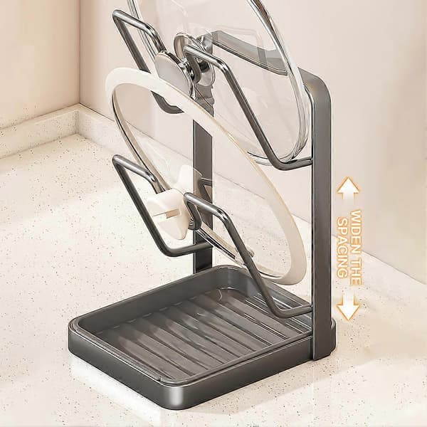 【BEMS】Kök Grytlock Förvaringsställ Stabilitet Robust Skärbrädeställ Köksutrustning Gray Double Layer